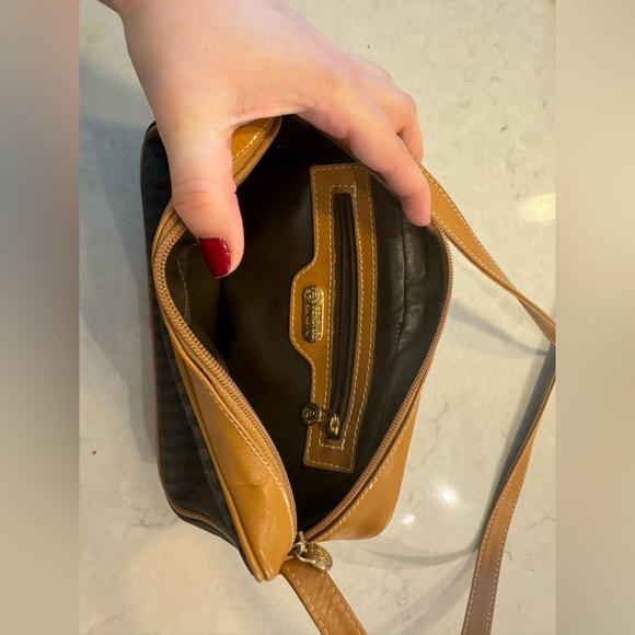 Vintage Fendi Roma Italy 1925 Bag, Cloth And Leather Crossbody Bag - Picture 5 of 8